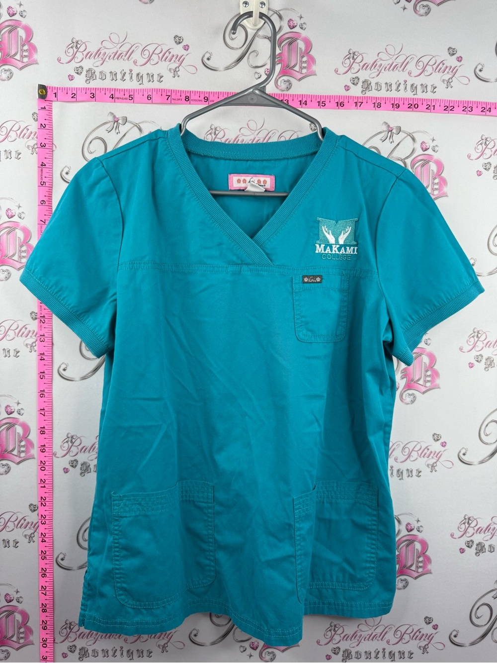 KOI scrubs top cargo pockets Makami Teal V-Neck Medical Tunic